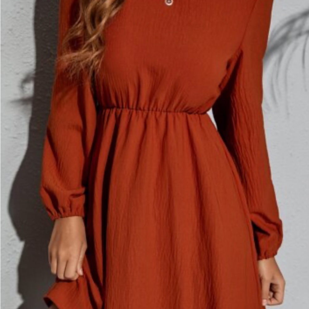 Rust Long Sleeve Dress
